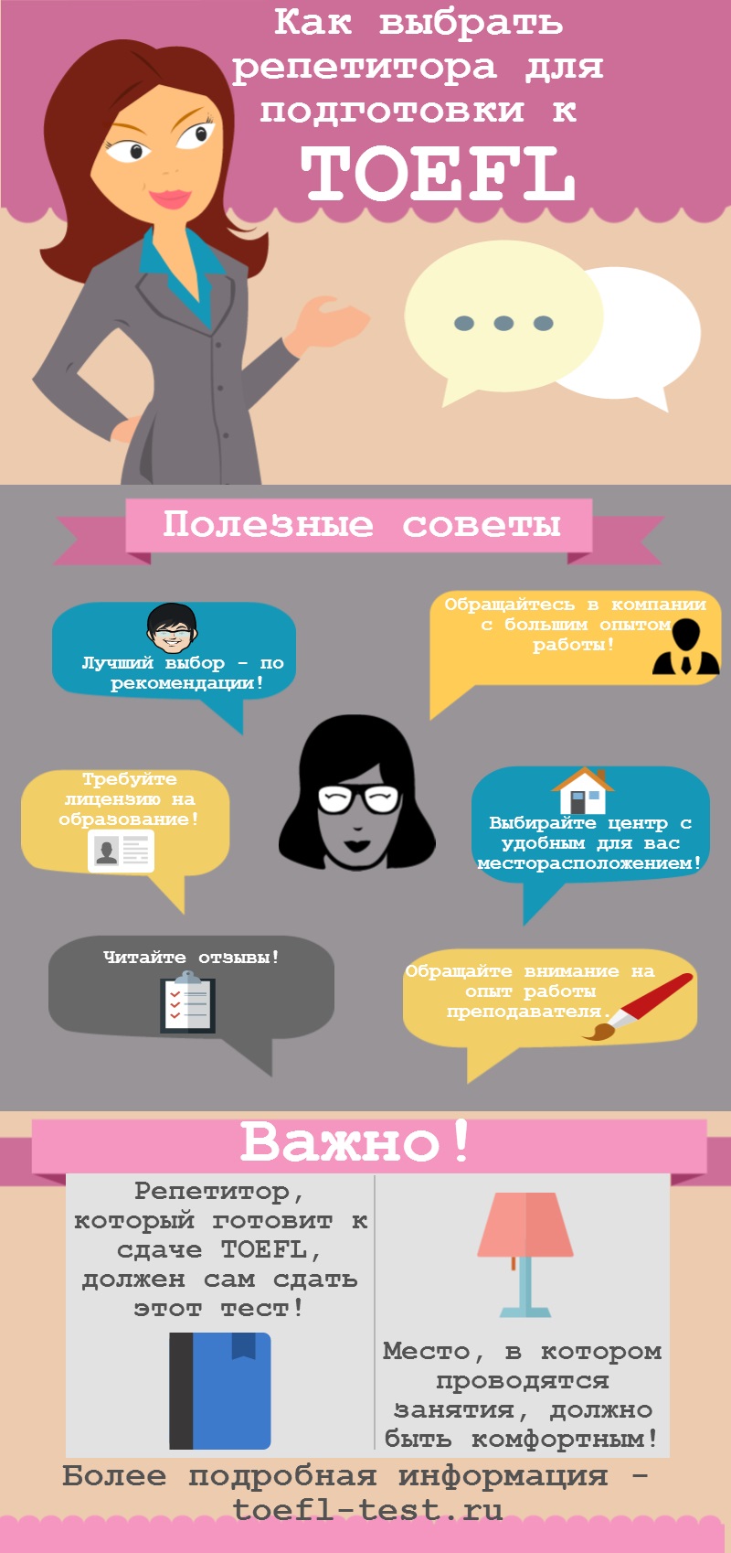 О том как выбрать репетитора для TOEFL в инфографике на toefl-test.ru